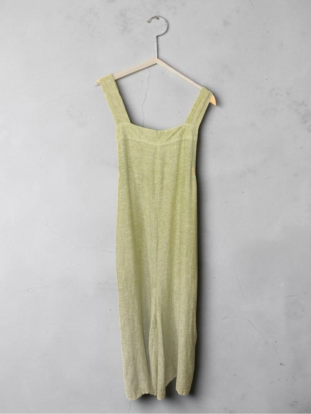 Haute Hippie Linen-Blend Wide-Leg Apron Style Jumpsuit Romper Light Green Sz M - Picture 2 of 11